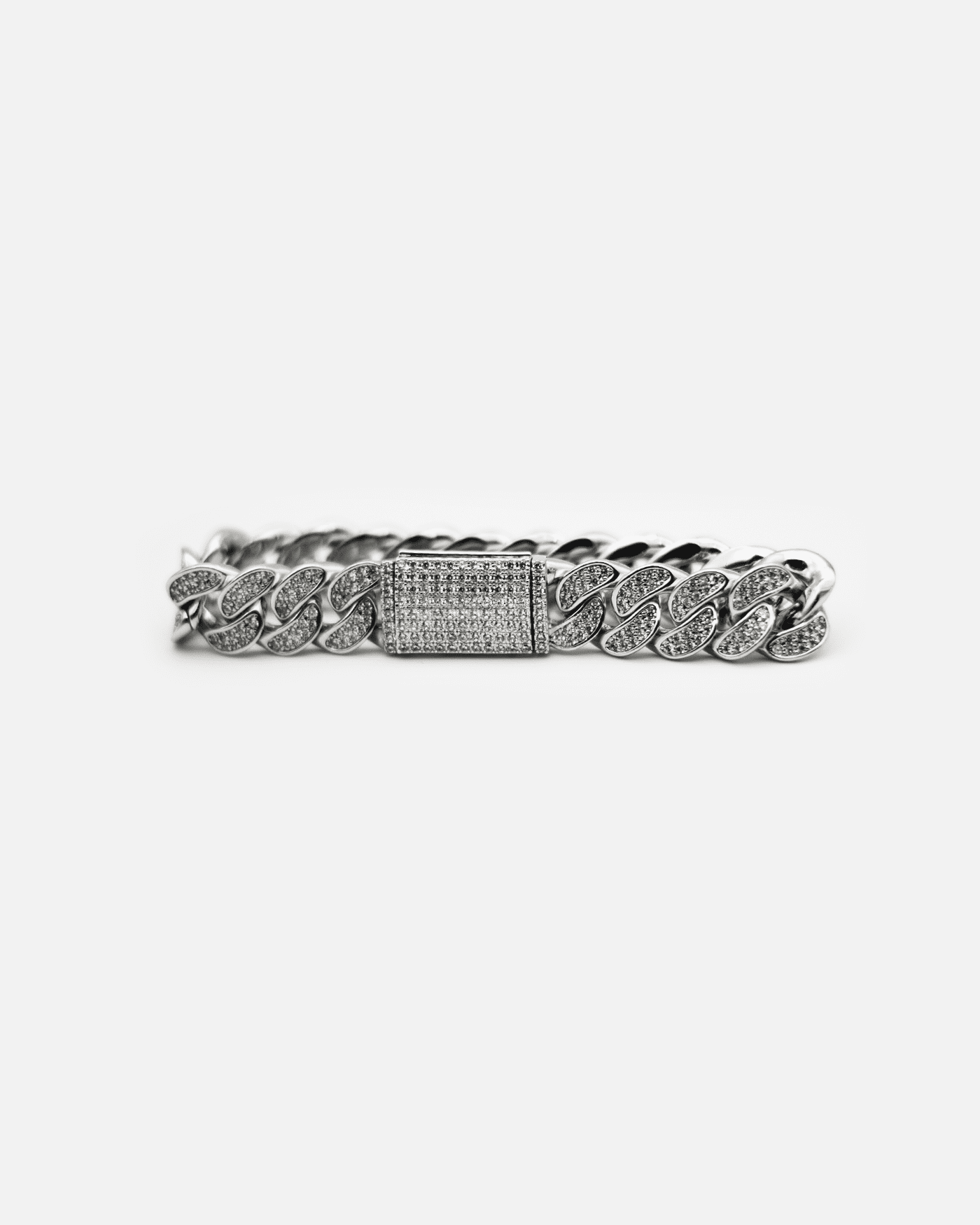 Iced Cuban Bracelet - 12mm White Gold - Stella Club