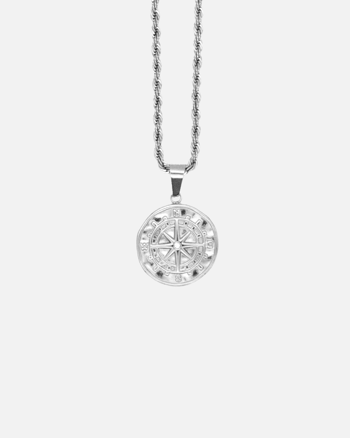 Compass Pendant + Rope 2.5mm - White Gold - Stella Club