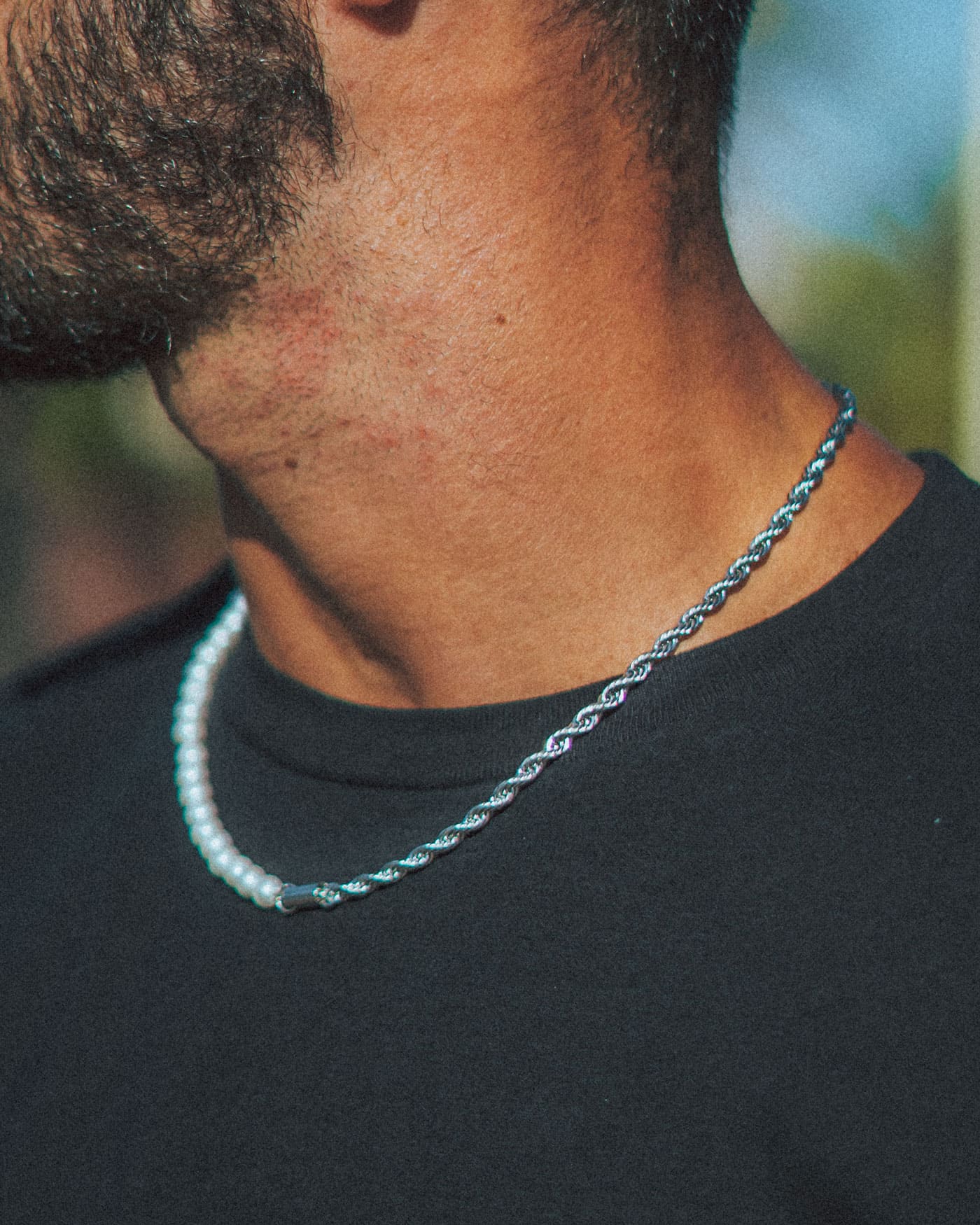 Half Pearls & Rope 4mm White Gold - Stella Club