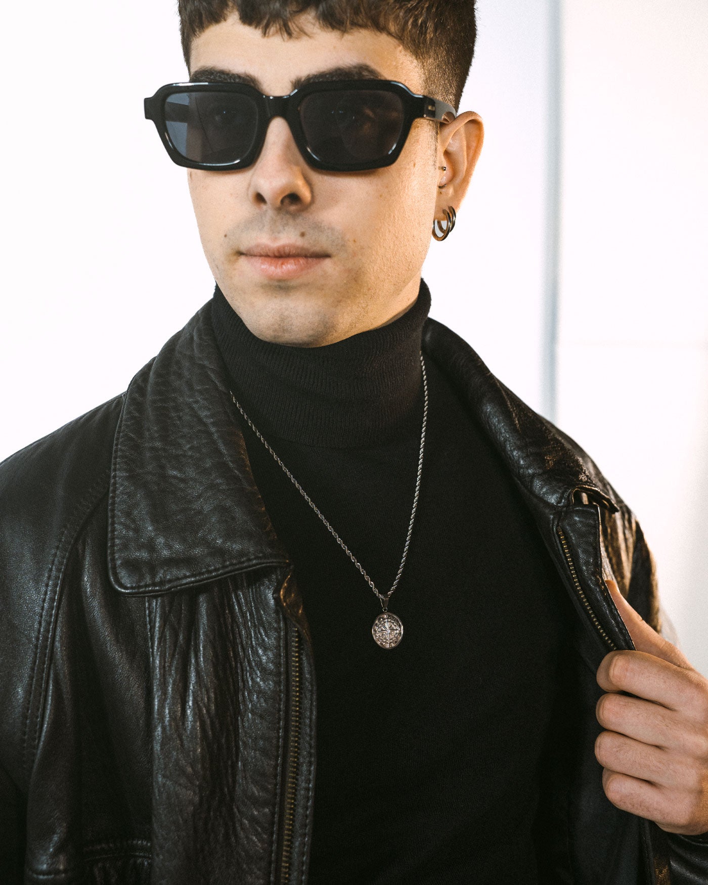 Compass Pendant + Rope 2.5mm - White Gold - Stella Club