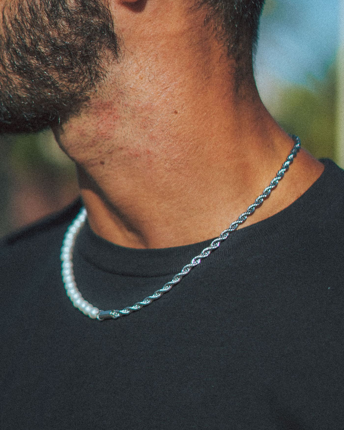 Half Pearls & Rope 4mm White Gold - Stella Club